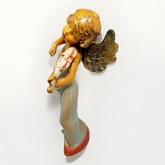 Vtg Fontanini Depose Italy Winged Angel 6.25" Violin Figurine #363 Spider Mark - Picture 3 of 6
